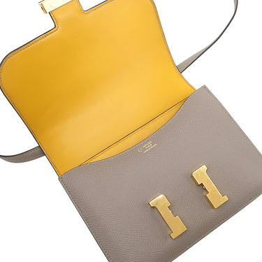 エルメス HERMES コンスタンス3 ミニ グリアスファルト×ジョーヌアンブル ヴォーエプソン ショルダーバッグ ゴールド金具 【PO品】