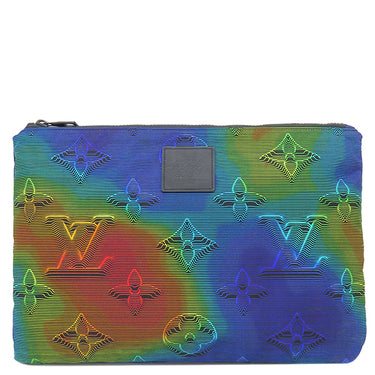 ルイヴィトン Louis Vuitton ポシェット リバーシブル M68777 ブラック系×レインボー ナイロン レザー セカンドバッグ マットブラック金具 クラッチ ポーチ