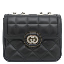 グッチ GUCCI デコ ミニ チェーンショルダー 741457 ブラック レザー ショルダーバッグ シルバー金具 インターロッキング ゴールド×シルバー キルティング