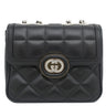 グッチ GUCCI デコ ミニ チェーンショルダー 741457 ブラック レザー ショルダーバッグ シルバー金具 インターロッキング ゴールド×シルバー キルティング