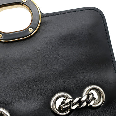 グッチ GUCCI デコ ミニ チェーンショルダー 741457 ブラック レザー ショルダーバッグ シルバー金具 インターロッキング ゴールド×シルバー キルティング