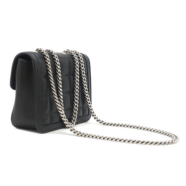 グッチ GUCCI デコ ミニ チェーンショルダー 741457 ブラック レザー ショルダーバッグ シルバー金具 インターロッキング ゴールド×シルバー キルティング