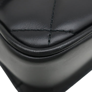 グッチ GUCCI デコ ミニ チェーンショルダー 741457 ブラック レザー ショルダーバッグ シルバー金具 インターロッキング ゴールド×シルバー キルティング