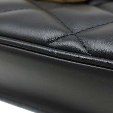 グッチ GUCCI デコ ミニ チェーンショルダー 741457 ブラック レザー ショルダーバッグ シルバー金具 インターロッキング ゴールド×シルバー キルティング
