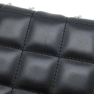 グッチ GUCCI デコ ミニ チェーンショルダー 741457 ブラック レザー ショルダーバッグ シルバー金具 インターロッキング ゴールド×シルバー キルティング