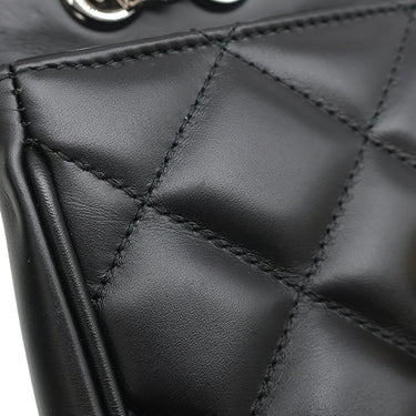 グッチ GUCCI デコ ミニ チェーンショルダー 741457 ブラック レザー ショルダーバッグ シルバー金具 インターロッキング ゴールド×シルバー キルティング