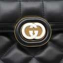 グッチ GUCCI デコ ミニ チェーンショルダー 741457 ブラック レザー ショルダーバッグ シルバー金具 インターロッキング ゴールド×シルバー キルティング