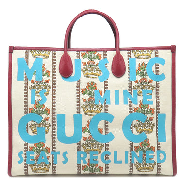 グッチ GUCCI GUCCI100 ラージ トート 659980 ナチュラル×レッド×ブルー キャンバス レザー 2WAYバッグ ゴールド金具 100周年記念モデル トートバッグ