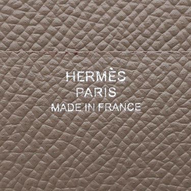 エルメス HERMES ベアン コンビネ エタン ヴォーエプソン 三つ折り財布 シルバー金具 グレージュ