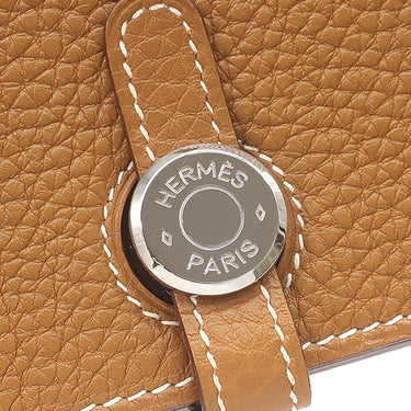 エルメス HERMES ドゴン コンパクト ゴールド トゴ 二つ折り財布 シルバー金具 コンパクトウォレット