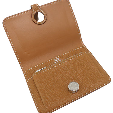 エルメス HERMES ドゴン コンパクト ゴールド トゴ 二つ折り財布 シルバー金具 コンパクトウォレット
