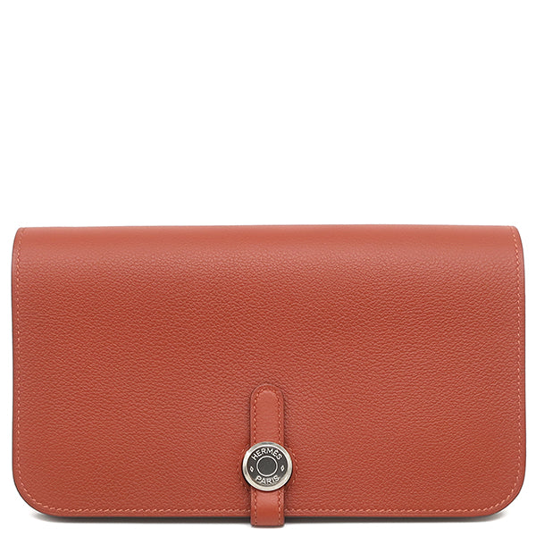 エルメス HERMES ドゴンデュオ ドゴンGM レッド系 エバーカラー 長財布