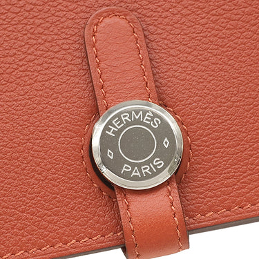 エルメス HERMES ドゴンデュオ ドゴンGM ブリック エバーカラー 長財布 シルバー金具 赤茶 ブリック ロングウォレット