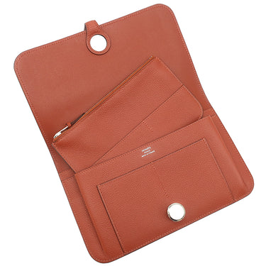エルメス HERMES ドゴンデュオ ドゴンGM ブリック エバーカラー 長財布 シルバー金具 赤茶 ブリック ロングウォレット