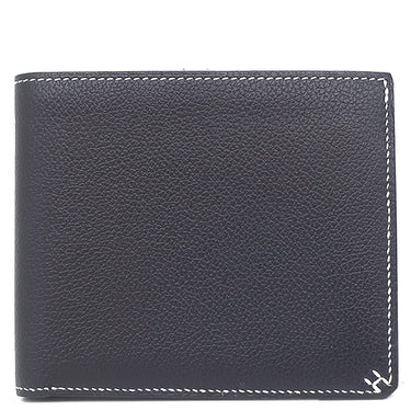エルメス HERMES Hセリエ コンパクト ブルーニュイ エバーカラー 二つ折り財布 シルバー金具 紺 バイアスH 2025年製