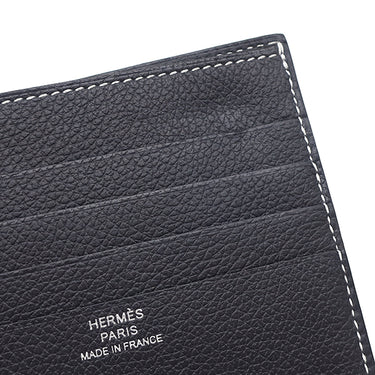 エルメス HERMES Hセリエ コンパクト ブルーニュイ エバーカラー 二つ折り財布 シルバー金具 紺 バイアスH 2025年製