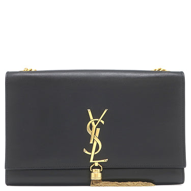 サンローラン SAINT LAURENT ケイト タッセル チェーンショルダー ブラック レザー ショルダーバッグ ゴールド金具 モノグラム カサンドラ 黒 肩掛け