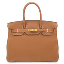エルメス HERMES バーキン35 ゴールド トゴ ハンドバッグ ゴールド金具 茶