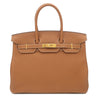 エルメス HERMES バーキン35 ゴールド トゴ ハンドバッグ ゴールド金具 茶