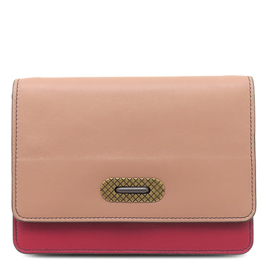 ボッテガヴェネタ Bottega Veneta チェーン ショルダー ベージュピンク×レッド レザー チェーンウォレット ゴールド金具 赤 ミニバッグ 財布