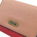 ボッテガヴェネタ Bottega Veneta チェーン ショルダー ベージュピンク×レッド レザー チェーンウォレット ゴールド金具 赤 ミニバッグ 財布