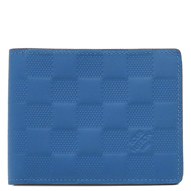ルイヴィトン LOUIS VUITTON ポルトフォイユ ミュルティプル N63206 ネプテューヌ レザー ダミエアンフィニレザー 二つ折り財布 青 コンパクト 札入れ