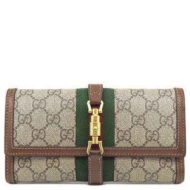 グッチ GUCCI ジャッキー1961 チェーン付き ウォレット 652681 ベージュ×エボニー GGスプリームキャンバス レザー チェーンウォレット ゴールド金具