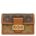 ルイヴィトン LOUIS VUITTON ポルトフォイユ ドーフィーヌ M68746 ブラウン×ベージュ レザー モノグラムキャンバス モノグラムリバースキャンバス 2WAYバッグ ゴールド金具 茶 チェーンショルダー クラッチ