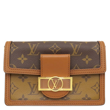 ルイヴィトン LOUIS VUITTON ポルトフォイユ ドーフィーヌ M68746 ブラウン×ベージュ レザー モノグラムキャンバス モノグラムリバースキャンバス 2WAYバッグ ゴールド金具 茶 チェーンショルダー クラッチ