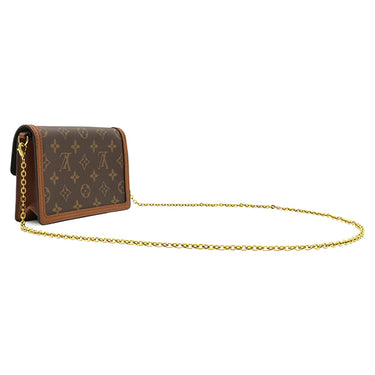 ルイヴィトン LOUIS VUITTON ポルトフォイユ ドーフィーヌ M68746 ブラウン×ベージュ レザー モノグラムキャンバス モノグラムリバースキャンバス 2WAYバッグ ゴールド金具 茶 チェーンショルダー クラッチ