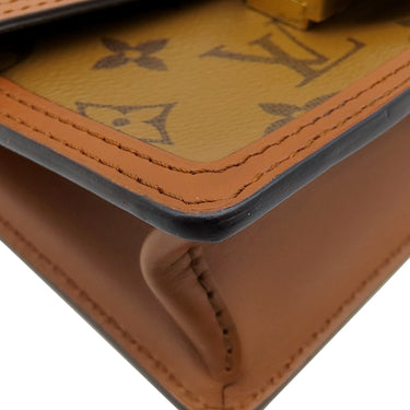ルイヴィトン LOUIS VUITTON ポルトフォイユ ドーフィーヌ M68746 ブラウン×ベージュ レザー モノグラムキャンバス モノグラムリバースキャンバス 2WAYバッグ ゴールド金具 茶 チェーンショルダー クラッチ