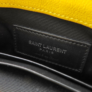 サンローラン Saint Laurent ベイビー チャイ 399289 イエロー レザー ショルダーバッグ シルバー金具 YSLロゴ チェーンバッグ ミニショルダー