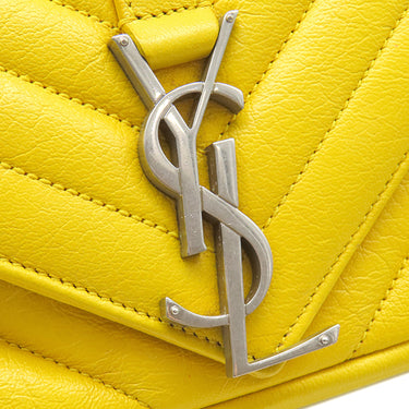サンローラン Saint Laurent ベイビー チャイ 399289 イエロー レザー ショルダーバッグ シルバー金具 YSLロゴ チェーンバッグ ミニショルダー