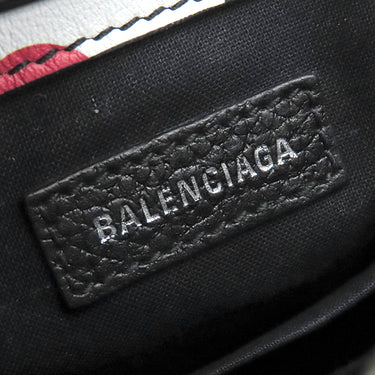 バレンシアガ BALENCIAGA ボンジュールパリ ショッピング フォンホルダー 593826 1BW5N ホワイト×ブラック レザー ショルダーバッグ シルバー金具 白 黒