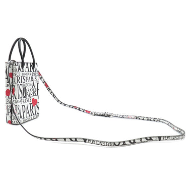 バレンシアガ BALENCIAGA ボンジュールパリ ショッピング フォンホルダー 593826 1BW5N ホワイト×ブラック レザー ショルダーバッグ シルバー金具 白 黒