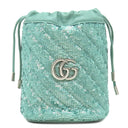 グッチ GUCCI GGマーモント ミニ スパンコール バケット 575163 エメラルド レザー スパンコール ショルダーバッグ ガンメタル金具 ダイアゴナル