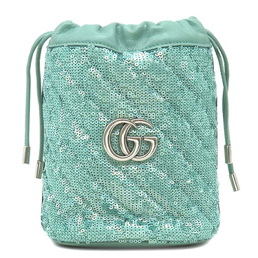 グッチ GUCCI GGマーモント ミニ スパンコール バケット 575163 エメラルド レザー スパンコール ショルダーバッグ ガンメタル金具 ダイアゴナル