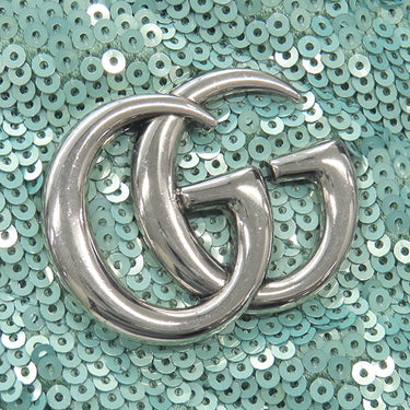 グッチ GUCCI GGマーモント ミニ スパンコール バケット 575163 エメラルド レザー スパンコール ショルダーバッグ ガンメタル金具 ダイアゴナル