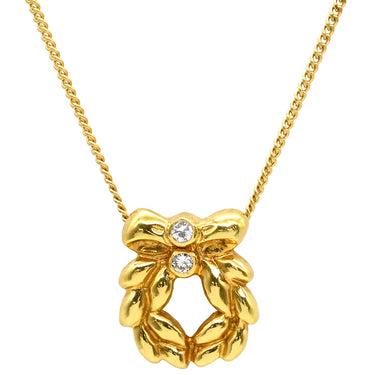 クリスチャン・ディオール Christian Dior リースモチーフ イエローゴールド K18YG ダイヤモンド ネックレス 2Pダイヤ 18K 750 YG