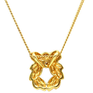 クリスチャン・ディオール Christian Dior リースモチーフ イエローゴールド K18YG ダイヤモンド ネックレス 2Pダイヤ 18K 750 YG