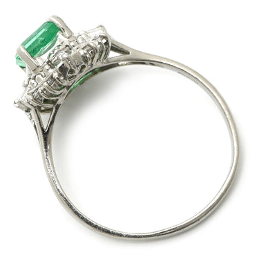 ノンブランド NON BRAND エメラルド 1.00ct ダイヤモンド グリーン×プラチナシルバー Pt900 エメラルド ダイヤモンド リング 指輪 緑 エメラルドカット プラチナ900 17.5号