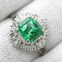 ノンブランド NON BRAND エメラルド 1.00ct ダイヤモンド グリーン×プラチナシルバー Pt900 エメラルド ダイヤモンド リング 指輪 緑 エメラルドカット プラチナ900 17.5号