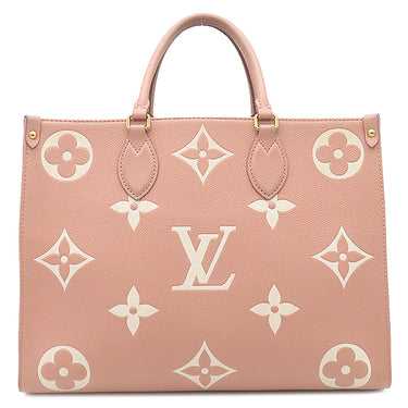 ルイヴィトン LOUIS VUITTON オンザゴー MM M46286 ローズトリアノン×クレーム モノグラムアンプラント バイカラーモノグラムアンプラント トートバッグ ゴールド金具 ハンドバッグ