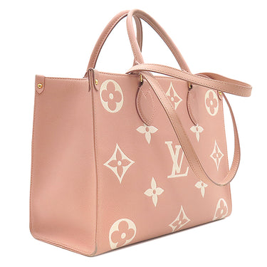 ルイヴィトン LOUIS VUITTON オンザゴー MM M46286 ローズトリアノン×クレーム モノグラムアンプラント バイカラーモノグラムアンプラント トートバッグ ゴールド金具 ハンドバッグ