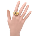ノンブランド NON BRAND ロッククリスタル ドラゴンモチーフ イエローゴールド K18YG クリスタル リング 指輪 18K 750 YG 水晶 1P 1石 龍モチーフ ラウンドシェイプ 11号