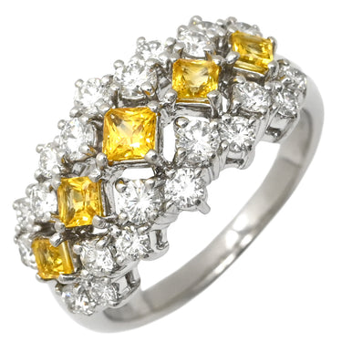 タサキ TASAKI サファイア ダイヤ デザインリング イエロー×プラチナシルバー Pt900 サファイア ダイヤモンド リング 指輪 TASAKI プリンセスカット プラチナ 12号