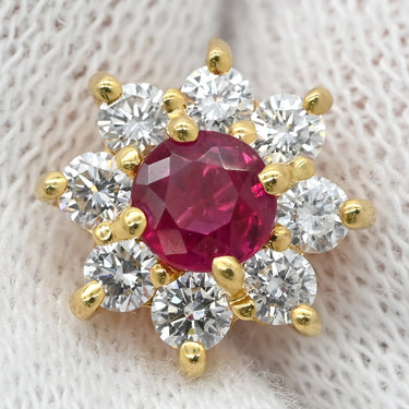 ティファニー Tiffany & Co ルビー ダイヤ レッド×イエローゴールド K18YG ルビー ダイヤモンド ピアス 750 18K 18金