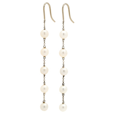 ティファニー Tiffany & Co パール フックピアス パールホワイト×シルバー シルバー925 パール ピアス T&Co. SV925 AG925 5連 5P ドロップ スウィング
