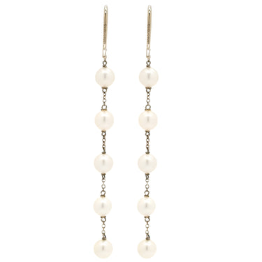 ティファニー Tiffany & Co パール フックピアス パールホワイト×シルバー シルバー925 パール ピアス T&Co. SV925 AG925 5連 5P ドロップ スウィング