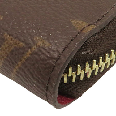 ルイヴィトン LOUIS VUITTON ジッピー ウォレット M41895 フューシャ モノグラムキャンバス 長財布 ゴールド金具 茶 赤 ラウンドファスナー